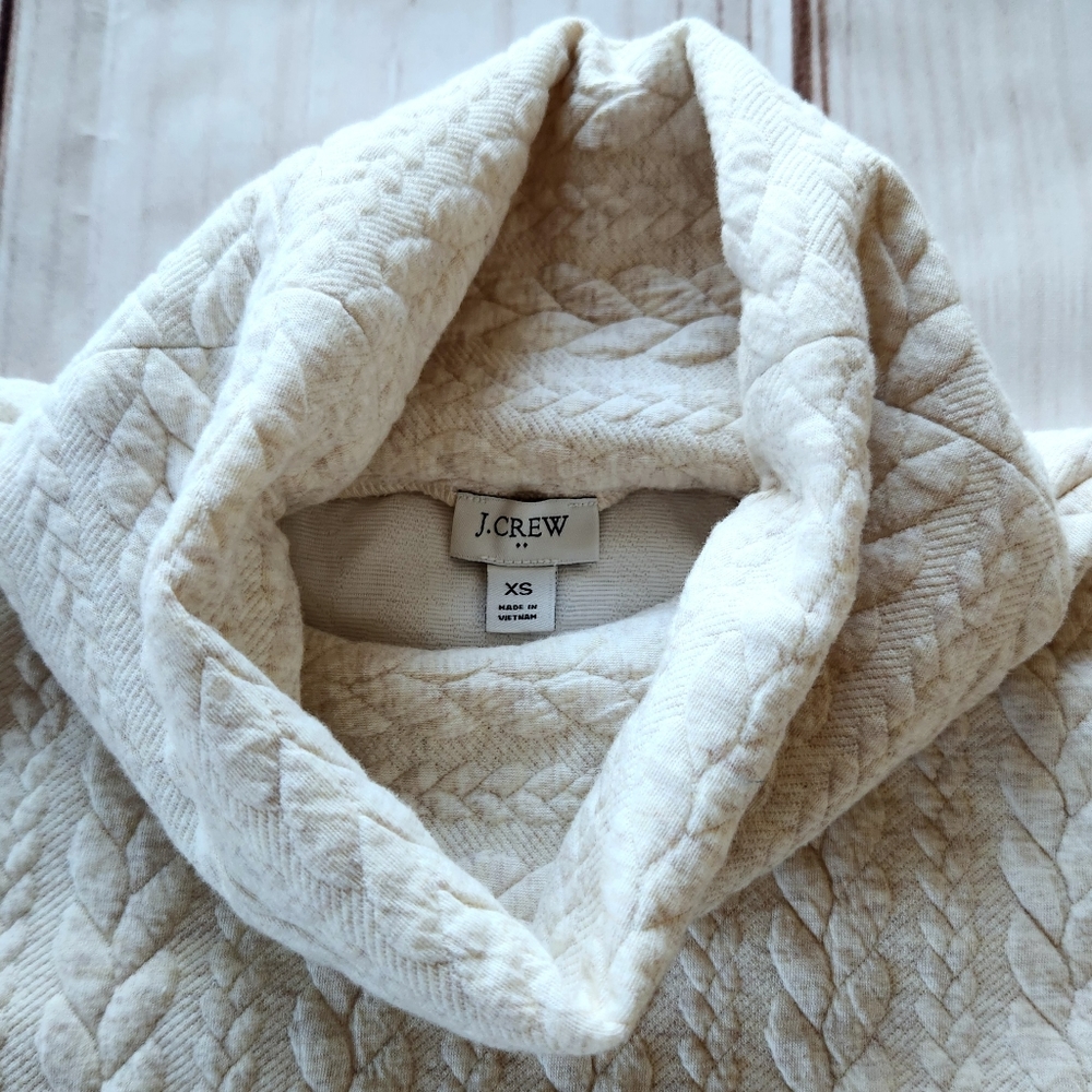 J. Crew "Cable-Knit Cowlneck Top" Cream Turtleneck Sweater | Women's Size XS - Picture 9 of 13
